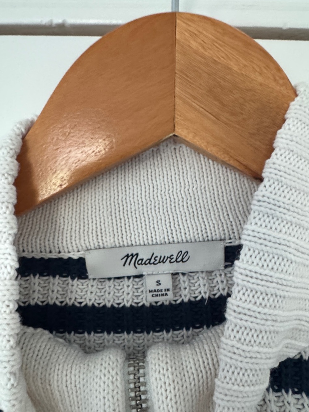 Madewell Ribbed Half-Zip Sweater in Stripe Small - Picture 4 of 12
